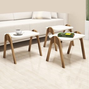 Dohányzóasztal (3 részes) Paris - Walnut, Cream