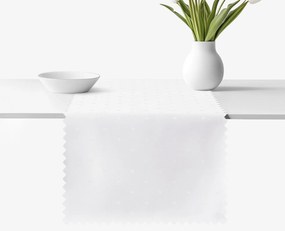 Goldea ünnepi teflonos asztali futó - fehér alapon fényes négyzetek 20x120 cm