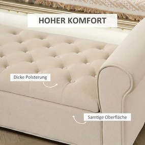 HOMCOM Kárpitozott pad, ágypad, gombbal tűzött, bársonyhatású, 126 cm x 48,5 x 57 cm, bézs