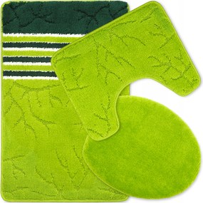 Fürdőszobaszőnyeg Csúszásgátló Szett 3 Db 50X80 Nagy Zöld 3D Szőnyeg