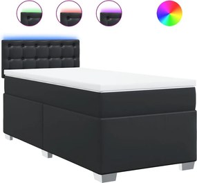 vidaXL fekete műbőr rugós ágy matraccal 100 x 200 cm