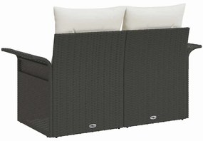 Kerti kanapé párnával Fekete 141 x 62 x 69 cm polirattan