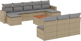 vidaXL 11 részes bézs polyrattan kerti ülőgarnitúra párnákkal