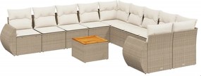 vidaXL 11 részes bézs polyrattan kerti ülőgarnitúra párnákkal