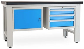 Műhelyasztal Solid MDF-13, 150 cm, 2x függő doboz, fekete