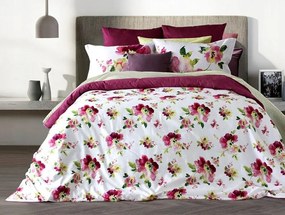 Szatén ágyneműhuzat 150x210 Festett virágok fehér