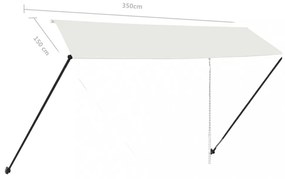 feltekerhető krémszínű napellenző LED-del 350 x 150 cm