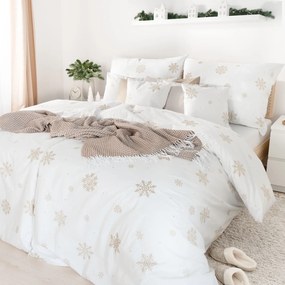 Goldea karácsonyi pamut ágyneműhuzat - hópelyhek fehéren 140 x 200 és 70 x 90 cm