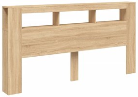 sonoma tölgy színű szerelt fa LED-es fejtámla 200x18,5x103,5 cm