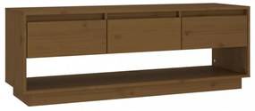 mézbarna tömör fenyőfa TV-szekrény 110,5x34x40 cm