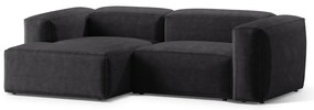 Sötétszürke kordbársony sarokkanapé (bal oldali-heverő résszel) Bergano – Cosmopolitan Design