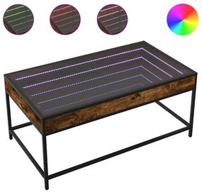 Füstös tölgy végtelen hatású LED-es dohányzóasztal 90x50x41 cm
