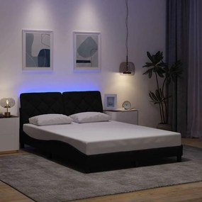 fekete szövet ágykeret LED-ekkel matrac nélkül 120x200 cm