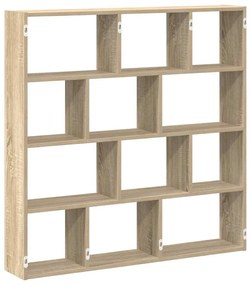 sonoma tölgyszínű szerelt fa fali kockapolc 12 rekeszes színű