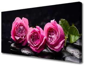 Vászonfotó Zen Spa Stones Roses Nature 100x50 cm