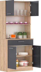 Négyajtós szekrény, artisan tölgy/grafit, DOMIS NEW