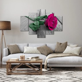 Kép - Rózsaszín rózsa zöld szárral (150x105 cm)