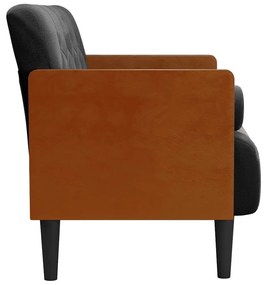 fekete bársony loveseat kanapé párnákkal 110 cm