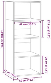 betonszürke szerelt fa magasszekrény 50 x 41 x 124 cm
