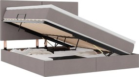 vidaXL Ágy tárolóval és LED lámpával Tópszínű 180 x 200 cm Poliészter