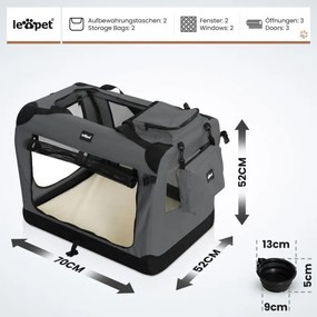 Leopet Szállító doboz kutyáknak L 70 x 52 x 52 cm antracit