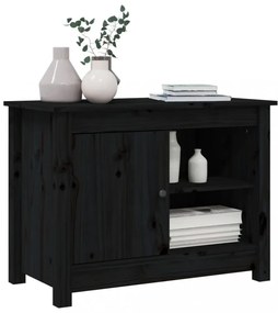 fekete tömör fenyőfa TV-szekrény 70 x 36,5 x 52 cm