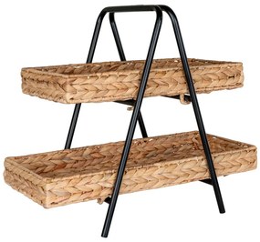 Alfaro fonott tálca fekete fém lábbal, vízi jácint, 42x23x43,5 cm