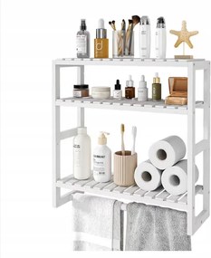 Fürdőszoba polc 3 szintes könyvespolc fehér 42cm