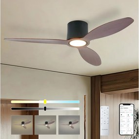 ZEVENTI - LED mennyezeti ventilátor VENTORA LED/24W/230V Wi-Fi Tuya fekete/dió + távirányító