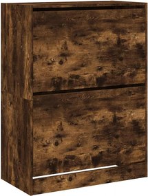vidaXL füstös tölgy cipőszekrény 2 kihajtható fiókkal 80x42x108 cm