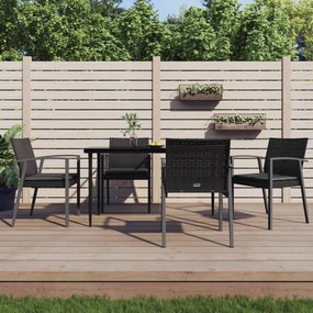 vidaXL 4 db fekete polyrattan kerti szék párnával 56,5x57x83 cm