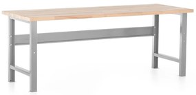 Műhelyasztal Basic, előlappal, 200 x 80 cm, szürke - ral 7038