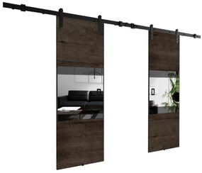 MILUS 152 tolóajtó, 152x205, sötét hamu/fekete lacobel