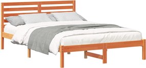 vidaXL Ágykeret fejtámlával Faggyú barna 140 x 210 cm Tömör fenyőfa
