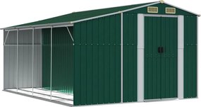 vidaXL zöld horganyzott acél kerti fészer 277 x 365,5 x 179 cm
