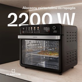 Klarstein AirGlaze Digital forrólevegős fritőz, 2200 W, 19 program, mosogatógépben mosható tartozékokkal együtt