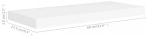 fehér MDF lebegő fali polc 60 x 23,5 x 3,8 cm