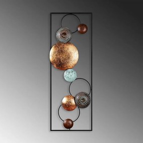 Fém fali dekoráció, circles, arany-kék 90x32 cm