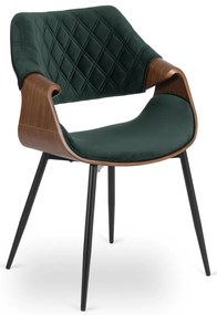 Elegáns Bársony Étkezőszék Zöld/Dió Színben. DAKOTA