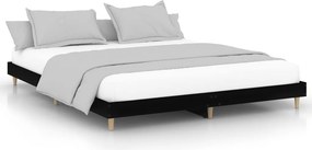 vidaXL fekete szerelt fa ágykeret 150 x 200 cm