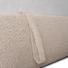 Ágy 160x200 cm méretben, ágyneműtartóval, bézs színben, bouclé kárpittal ROSSO