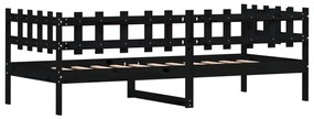 fekete tömör fenyőfa kanapéágy 80 x 200 cm