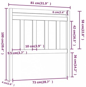 tömör fenyőfa ágyfejtámla 81 x 4 x 100 cm