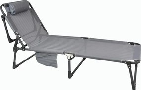 Összecsukható nyugágy párnával 189 x 63 x 34 cm szürke