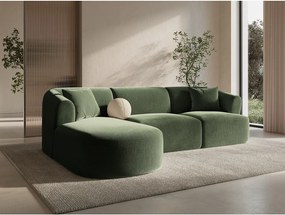 Zöld bársony sarokkanapé (bal oldali-heverő résszel) Campi – Cosmopolitan Design