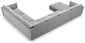 Világosszürke bársony sarokkanapé (jobb oldali-U alakú) Vanda – Mazzini Sofas