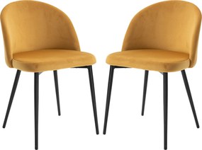 HOMCOM 2 db bársonyos étkezőszék pár párnázott háttámlával és fém lábakkal, 90 kg teherbírással, 49x50x77 cm, Teve | Aosom