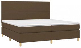 barna szövet rugós és LED-es ágy matraccal 200x200 cm