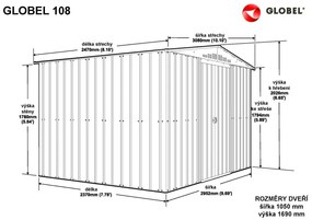 fém kerti ház GLOBEL 108 ZÖLT + napfénytető LG2501