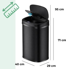 DEUS szenzoros hulladékgyűjtő, 58 literes, fekete Jurhan